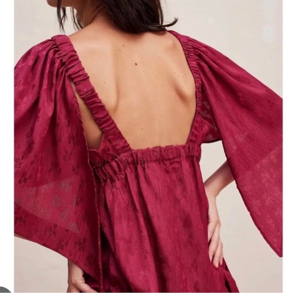 NWT FREE PEOPLE cha cha silky maroon maxi dress size medium - Picture 3 of 15